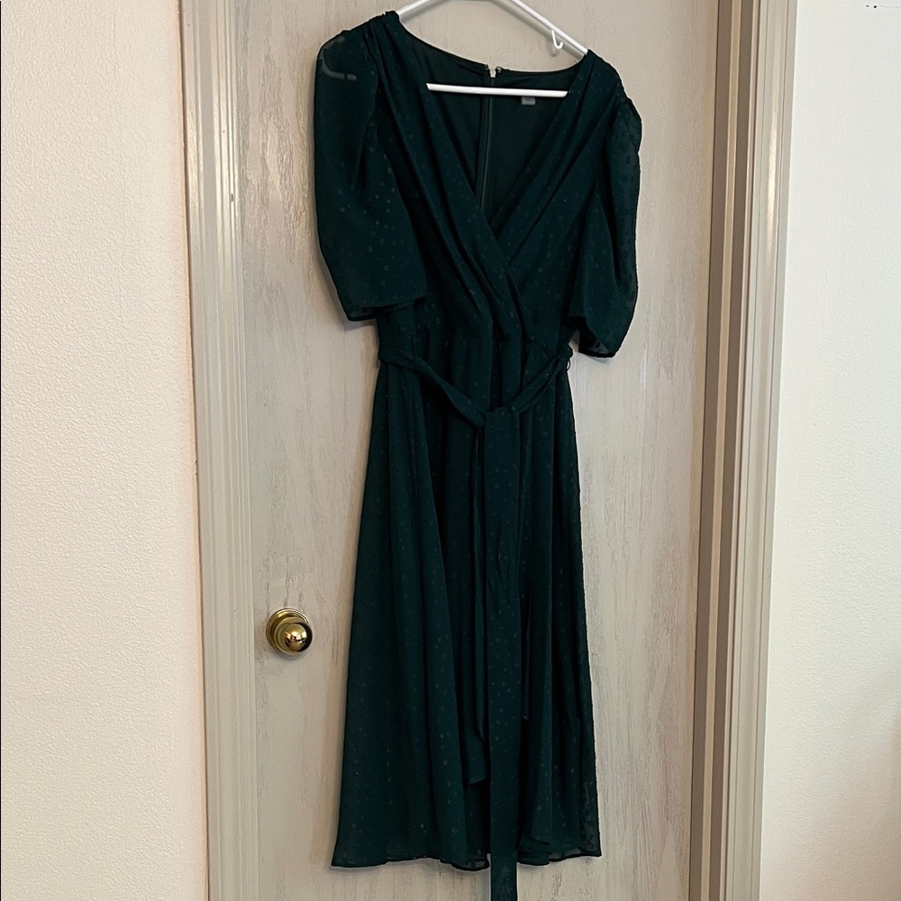 Tommy Hilfiger Women's Emerald Green Wrap Midi Dress